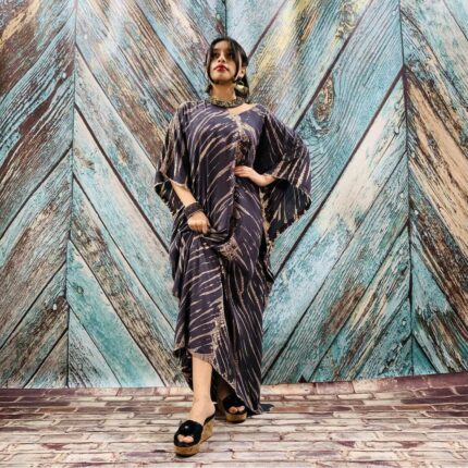 Grace Handcrafted Tie-Dye Kaftan – Plus Size Boho Rayon Dress | ZinniaPearl