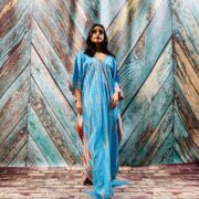 Hand Tie Dye Rayon Kaftan: Boho Maxi Dress - Image 4
