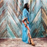 Hand Tie Dye Rayon Kaftan: Boho Maxi Dress - Image 5