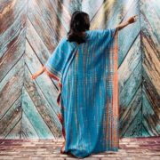 Hand Tie Dye Rayon Kaftan: Boho Maxi Dress - Image 6