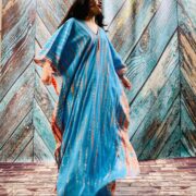 Hand Tie Dye Rayon Kaftan: Boho Maxi Dress - Image 7