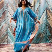 Hand Tie Dye Rayon Kaftan: Boho Maxi Dress - Image 8