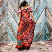 Celeste Hand-Dyed Cotton Maxi Dress – Boho Festival Off-Shoulder Tie-Dye | ZinniaPearl - Image 4