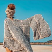 Handmade Crochet Duster | Platinum Cotton Resort Wear – Isa Kimono by ZinniaPearl - Image 4