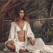 Cara – Ruffled Raw Cotton Kimono Duster: Boho Beach Wedding Robe by ZinniaPearl - Image 6