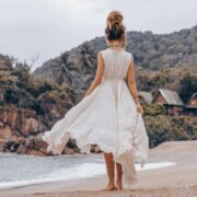 Short-Sleeve Raw Cotton Kimono – Zoe Ruffled Boho Duster Beach Cover-Up - Image 3