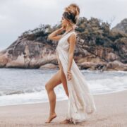 Short-Sleeve Raw Cotton Kimono – Zoe Ruffled Boho Duster Beach Cover-Up - Image 2