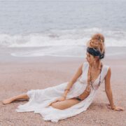 Short-Sleeve Raw Cotton Kimono – Zoe Ruffled Boho Duster Beach Cover-Up - Image 8