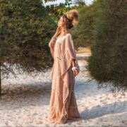 Zora Kaftan – Handmade Crochet Cotton | Rose Boho Maxi Dress by ZinniaPearl - Image 4