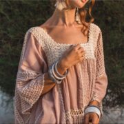 Zora Kaftan – Handmade Crochet Cotton | Rose Boho Maxi Dress by ZinniaPearl - Image 7
