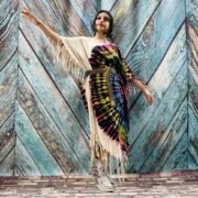 Handmade Tie-Dye Fringe Poncho | Boho Festival Kaftan, Plus Size – Arlo by ZinniaPearl - Image 9