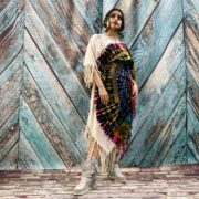 Handmade Tie-Dye Fringe Poncho | Boho Festival Kaftan, Plus Size – Arlo by ZinniaPearl - Image 10