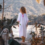 Handmade Cotton Kaftan – Oceano Embroidered Crochet Tunic Dress - Image 3