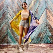 Hand Tiedye Rayon Kimono Duster: Boho Festival Beach Coverup - Image 8