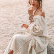 Handmade Crochet Embroidered Cotton Maxi Kaftan Dress: Beach Resort Gown - Romantic - Image 5