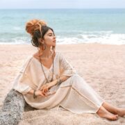 Handmade Crochet Embroidered Cotton Maxi Kaftan Dress: Beach Resort Gown - Romantic - Image 8