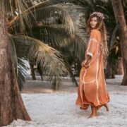 Handmade Crochet Embroidered Cotton Maxi Kaftan: Beach Resort Gown - Romantic - Image 3