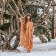 Handmade Crochet Embroidered Cotton Maxi Kaftan: Beach Resort Gown - Romantic - Image 2