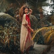 Handmade Cotton Kaftan Maxi Dress | Embroidered Crochet Tunic | Oceano by ZinniaPearl - Image 2