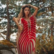 Handmade Cotton Kaftan Maxi Dress | Embroidered Crochet Tunic | Oceano by ZinniaPearl - Image 3