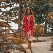 Handmade Cotton Kaftan Maxi Dress | Embroidered Crochet Tunic | Oceano by ZinniaPearl - Image 4