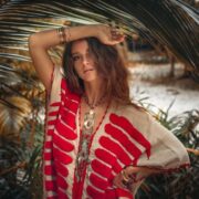 Handmade Cotton Kaftan Maxi Dress | Embroidered Crochet Tunic | Oceano by ZinniaPearl - Image 8