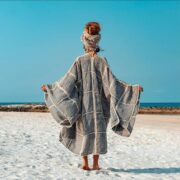 Handmade Crochet Duster | Platinum Cotton Resort Wear – Isa Kimono by ZinniaPearl - Image 2
