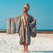 Handmade Crochet Duster | Platinum Cotton Resort Wear – Isa Kimono by ZinniaPearl
