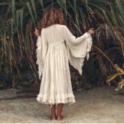 Cara – Ruffled Raw Cotton Kimono Duster: Boho Beach Wedding Robe by ZinniaPearl - Image 3
