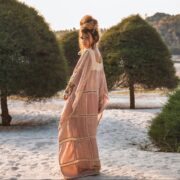 Zora Kaftan – Handmade Crochet Cotton | Rose Boho Maxi Dress by ZinniaPearl - Image 2