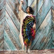 Handmade Tie-Dye Fringe Poncho | Boho Festival Kaftan, Plus Size – Arlo by ZinniaPearl