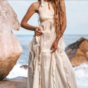Boho Wedding Dress | Raw Cotton Beach Bridal Gown, Plus Size – Kyra by ZinniaPearl - Image 5