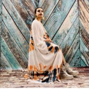 Hand Tiedye Rayon Kimono Duster: Boho Festival Beach Coverup - Image 9