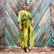 Hand-Dyed Rayon Kimono Duster: Boho Festival Maxi Coverup