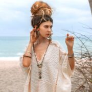 Handmade Crochet Embroidered Cotton Maxi Kaftan Dress: Beach Resort Gown - Romantic - Image 4