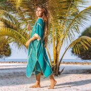 Handmade Crochet Embroidered Maxi Kaftan | Cotton Beach Gown – Romantic by ZinniaPearl - Image 5