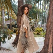 Handmade Crochet Embroidered Maxi Kaftan | Cotton Beach Gown – Romantic by ZinniaPearl - Image 3