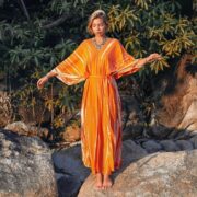 Grace Handcrafted Tie-Dye Kaftan – Plus Size Boho Rayon Dress | ZinniaPearl - Image 2