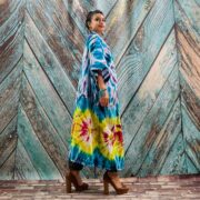 Cypress Hand Tie-Dye Cotton Maxi Kimono Duster – Boho Festival Cardigan | ZinniaPearl - Image 2