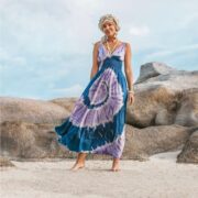 Handmade Tie-Dye Maxi Dress – Hollie Rayon Slip with Smocked Waist