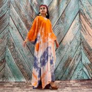 Grace Handcrafted Tie-Dye Kaftan – Plus Size Boho Rayon Dress | ZinniaPearl - Image 2
