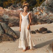 Handmade Boho Cotton Maxi Dress: Off-Shoulder Wedding Gown - Andrew