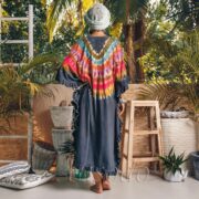 Rainbow Tie-Dye Boho Tunic – Cleo Cotton Ruffle Sleeve Festival Cover-Up - Image 3