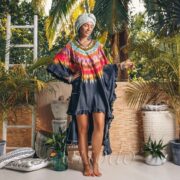 Rainbow Tie-Dye Boho Tunic – Cleo Cotton Ruffle Sleeve Festival Cover-Up