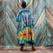 Cypress Hand Tie-Dye Cotton Maxi Kimono Duster – Boho Festival Cardigan | ZinniaPearl - Image 3