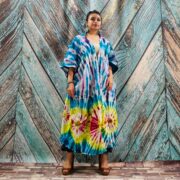 Cypress Hand Tie-Dye Cotton Maxi Kimono Duster – Boho Festival Cardigan | ZinniaPearl