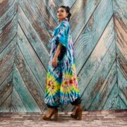 Cypress Hand Tie-Dye Cotton Maxi Kimono Duster – Boho Festival Cardigan | ZinniaPearl - Image 4