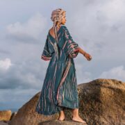 Grace Handcrafted Tie-Dye Kaftan – Plus Size Boho Rayon Dress | ZinniaPearl - Image 3