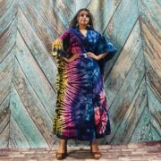 Cypress Hand Tie-Dye Cotton Maxi Kimono Duster – Boho Festival Cardigan | ZinniaPearl