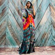 Handmade Tie-Dye Cotton Kimono – Nisha Boho Festival Hoodie Duster